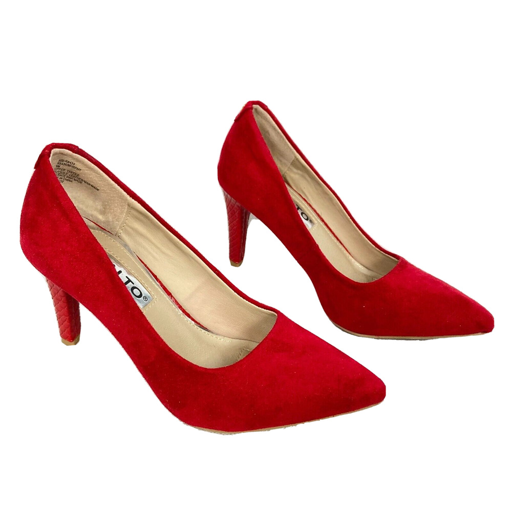 Rialto Pumps Womens Sz 6M Red Murphy Classic Point Toe Snake Heels Stiletto